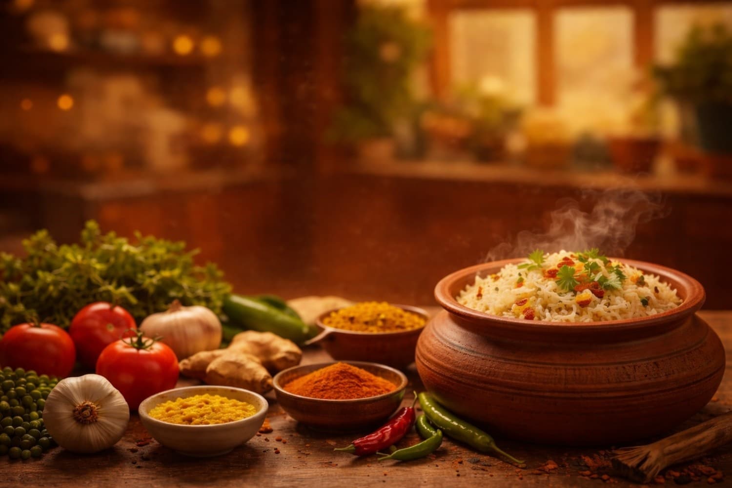 Warm family kitchen scene