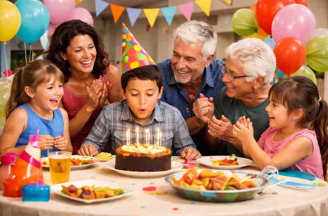 Birthday party food spread